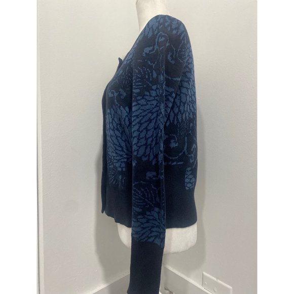 Peruvian Connection Blue Floral Button Sweater Cardigan Size Small - Picture 4 of 8